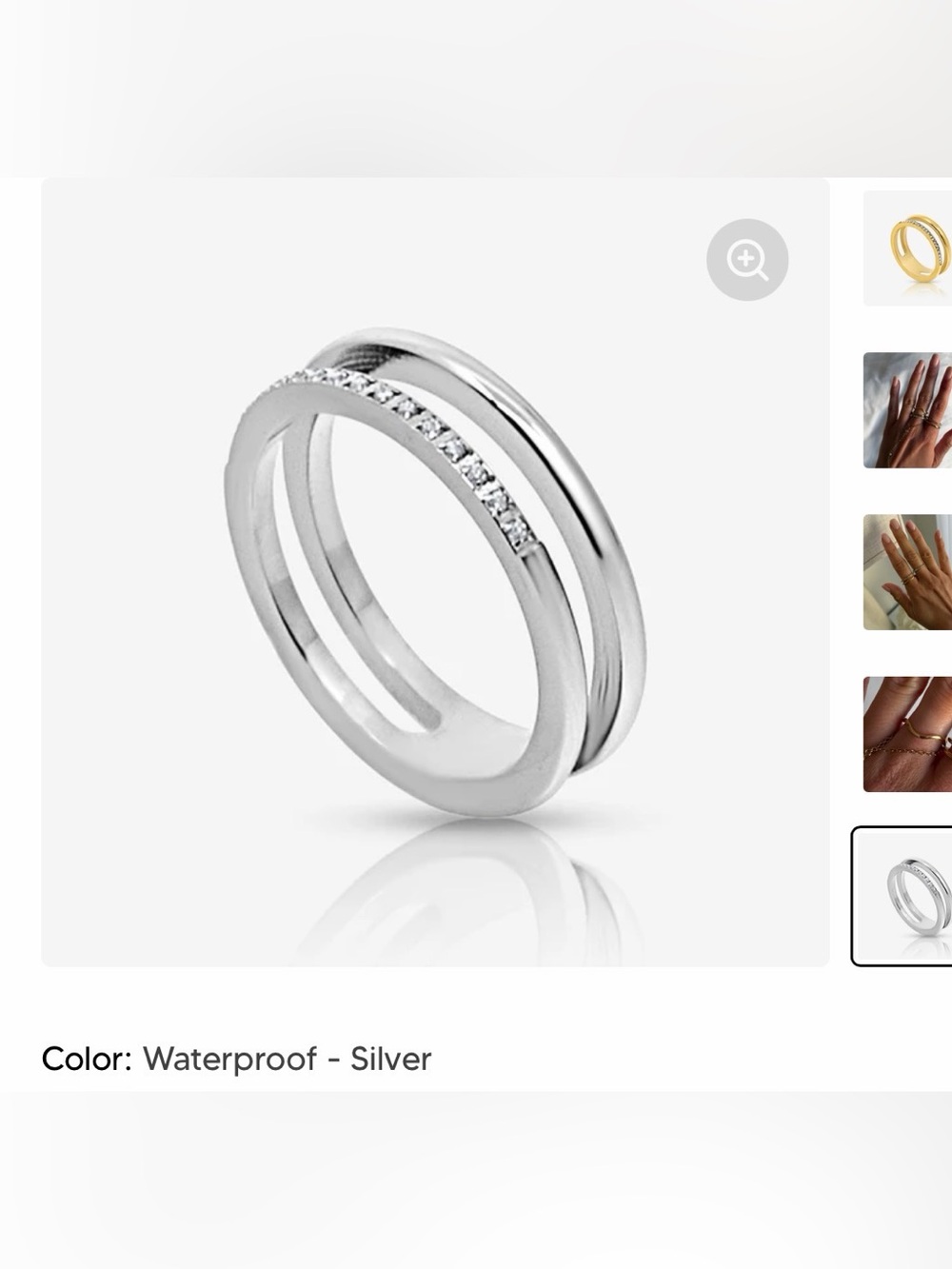 Silver Double-Band Cubic Zirconia Women's Ring